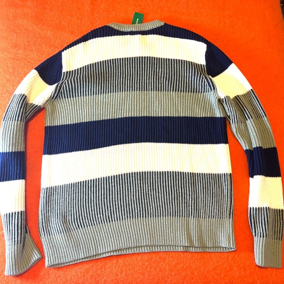 Frank and Oak green, navy and white stripes organic cotton ribbed sweater NWT - Picture 8 of 9